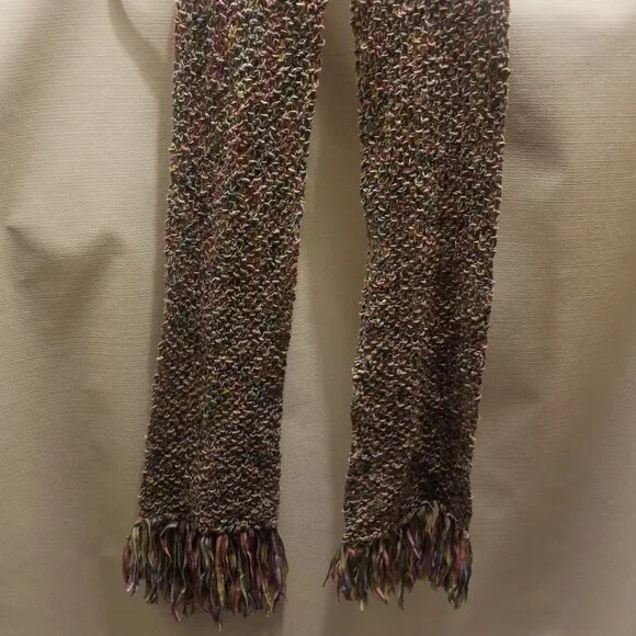 textured rainbow colored scarf w fringe - Picture 3 of 3